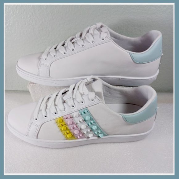 Guess White Women's Pastel Studded Sneakers Size 8, Guess Sneakers - Picture 5 of 9